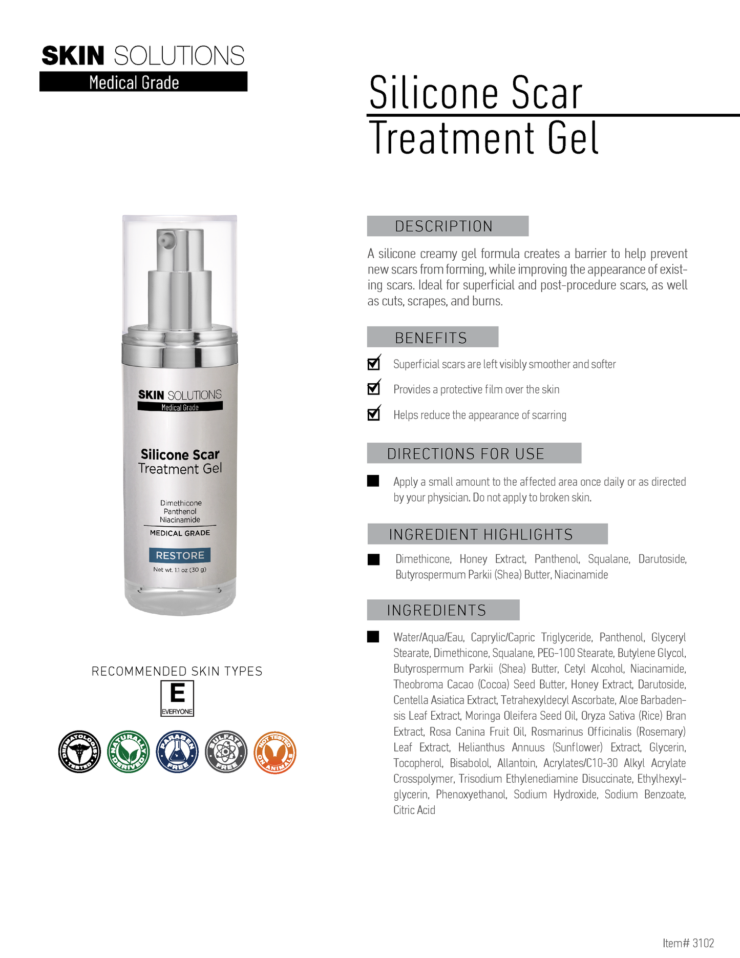 Silicone Scar Treatment Gel